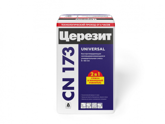 Самовыравнивающийся наливной пол (от 6 до 60 мм) Ceresit CN 173: церезит купить в москве
